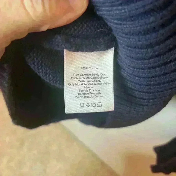 Eddie Bauer 1/4 Zip High Neck Sweater Pullover Men Large Blue Knit Preppy Casual - Picture 6 of 8